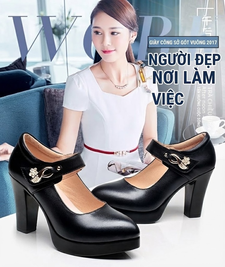 Giày Cao Gót Nữ Mũi Nhọn Đế Xuồng Chiều Cao Đế Khoảng 10cm Da Bóng Quai Ngang Màu Đen, Trắng, Đỏ, Bạc... chi tiết 1