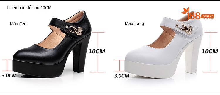 Giày Cao Gót Nữ Mũi Nhọn Đế Xuồng Chiều Cao Đế Khoảng 10cm Da Bóng Quai Ngang Màu Đen, Trắng, Đỏ, Bạc... chi tiết 24
