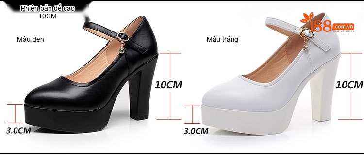 Giày Cao Gót Nữ Quai Ngang Da Bóng Đế Xuồng Chiều Cao Đế 5.5cm Màu Đen, Bạc, Đỏ chi tiết 29
