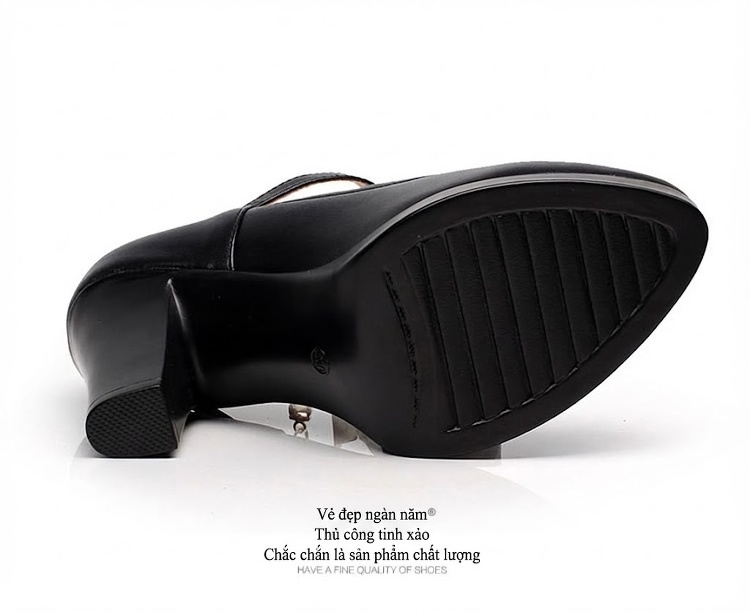 Giày Cao Gót Nữ Quai Ngang Da Bóng Đế Xuồng Chiều Cao Đế 5.5cm Màu Đen, Bạc, Đỏ chi tiết 23