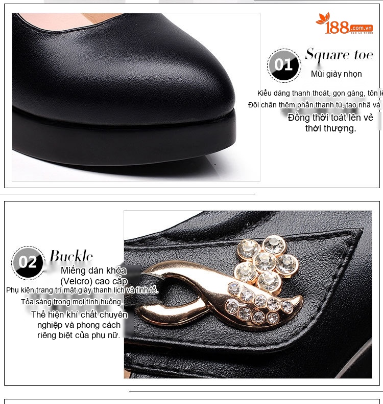 Giày Cao Gót Nữ Mũi Nhọn Đế Xuồng Chiều Cao Đế Khoảng 10cm Da Bóng Quai Ngang Màu Đen, Trắng, Đỏ, Bạc... chi tiết 7