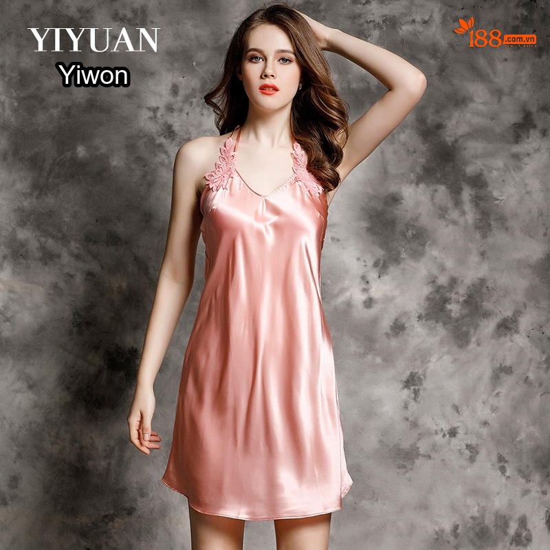 Váy ngủ hai dây nữ lụa tơ tằm mỏng mùa hè dáng ngắn