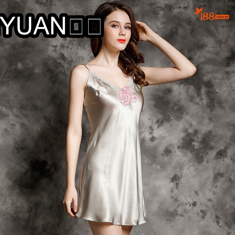 Váy Ngủ Lụa Nữ Dáng Ôm Hai Dây Viền Ren Gợi Cảm Màu Tím, Trắng, Hồng, Đỏ