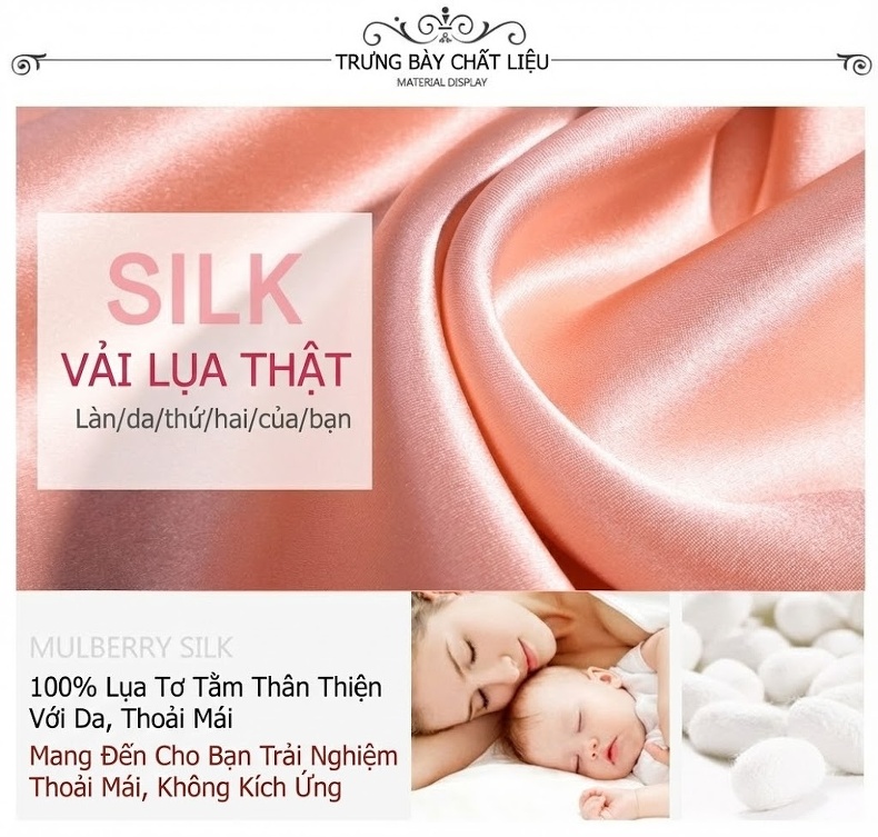 Áo Choàng Ngủ Nữ Dài Tay 100% Tơ Tằm Mùa Xuân Hè Kiểu Dáng Tối Giản Màu Hồng, Bạc chi tiết 2