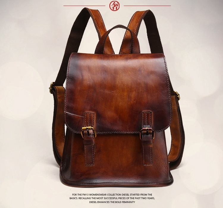 Balo Da Bò Vintage Thủ Công Âu Mỹ Màu Nâu chi tiết 2