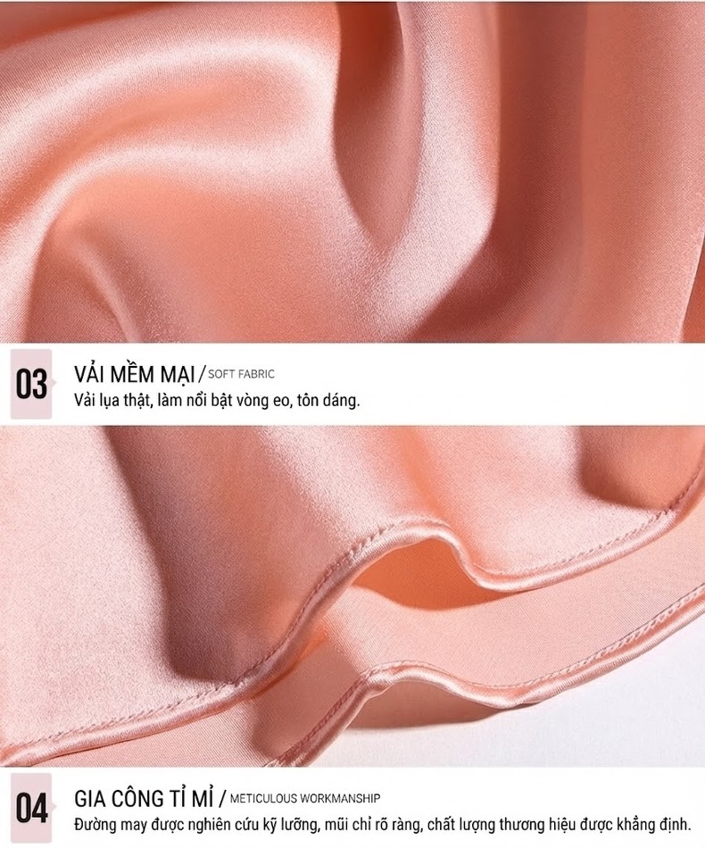 Bộ Đồ Ngủ Dài Tay Nữ 100% Lụa Tơ Tằm Ren Mùa Xuân Hè Màu Be, Đỏ, Tím, Hồng... chi tiết 18