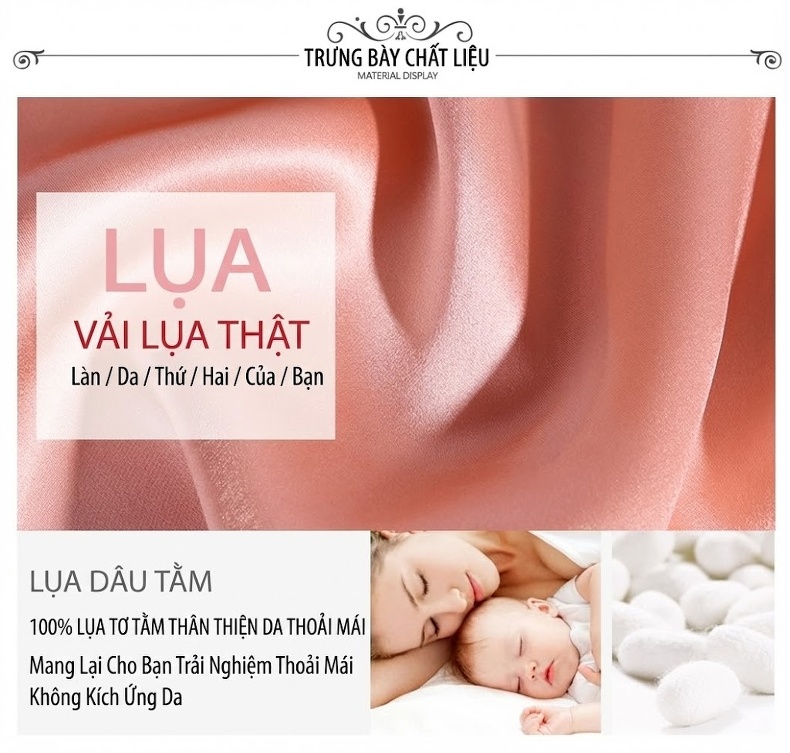 Bộ Đồ Ngủ Lụa Nữ Tay Lỡ 100% Lụa Tằm Sexy Viền Ren Màu Hồng chi tiết 2