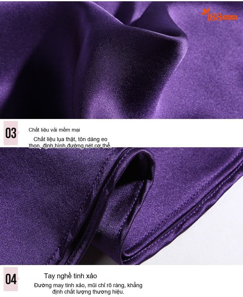 Bộ Đồ Ngủ Hai Dây Nữ Lụa Tơ Tằm 100% Quần Short Dáng Rời Màu Tím, Hồng, Trắng, Đỏ chi tiết 20