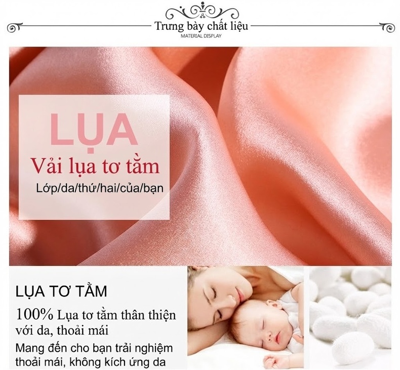 Bộ Đồ Ngủ Lụa Satin Hai Dây Viền Ren Gợi Cảm Áo Choàng Ngủ Nữ Màu Hồng chi tiết 2
