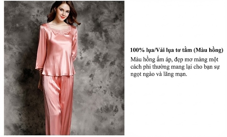 Bộ Đồ Ngủ Lụa Nữ Dài Tay 100% Tơ Tằm Mùa Hè Gợi Cảm chi tiết 8