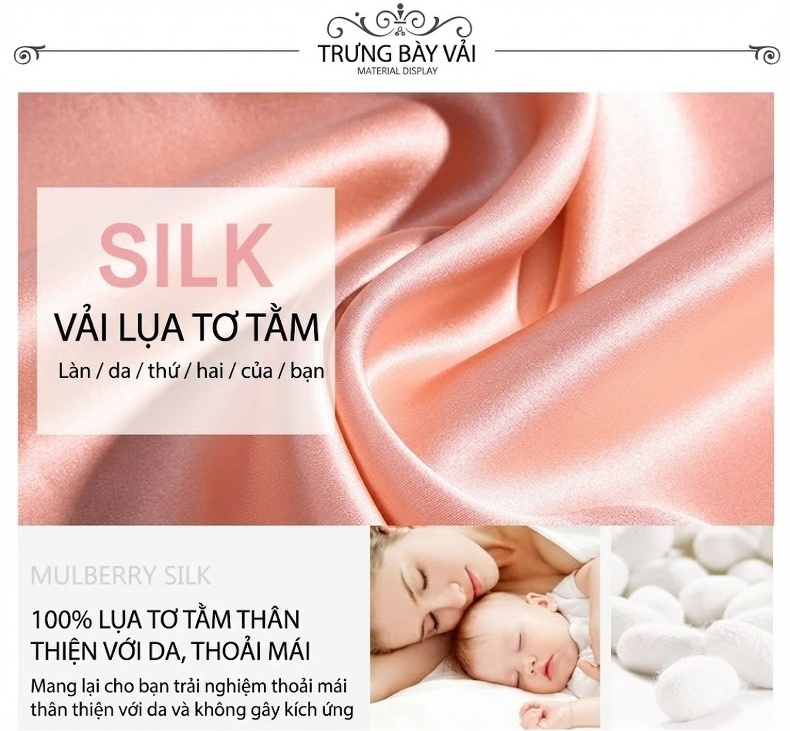 Bộ Đồ Ngủ Lụa Tơ Tằm 100% Dài Tay Quần Dài Nữ Mùa Thu Màu Hồng, Đỏ Rượu Vang, Kem... chi tiết 2