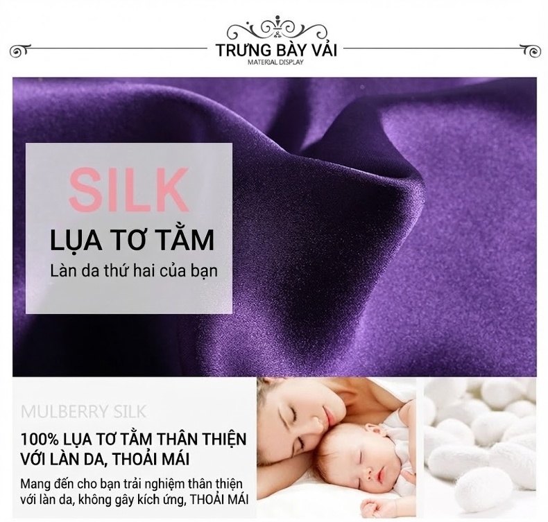 Váy Ngủ Lụa Nữ Dáng Ôm Hai Dây Viền Ren Gợi Cảm Màu Tím, Trắng, Hồng, Đỏ chi tiết 2