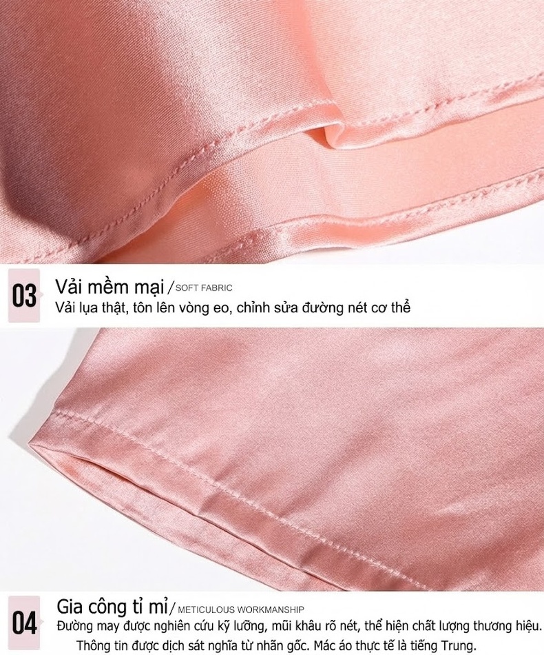 Bộ Đồ Ngủ Lụa Nữ Dài Tay 100% Tơ Tằm Mùa Hè Gợi Cảm chi tiết 16