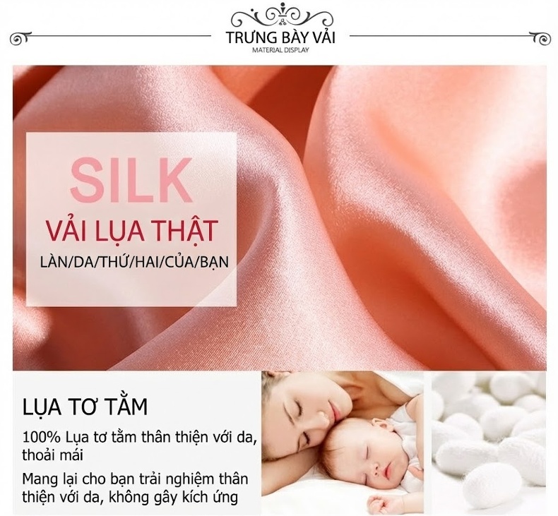Bộ Đồ Ngủ Dài Tay Nữ 100% Lụa Tơ Tằm Ren Mùa Xuân Hè Màu Be, Đỏ, Tím, Hồng... chi tiết 2