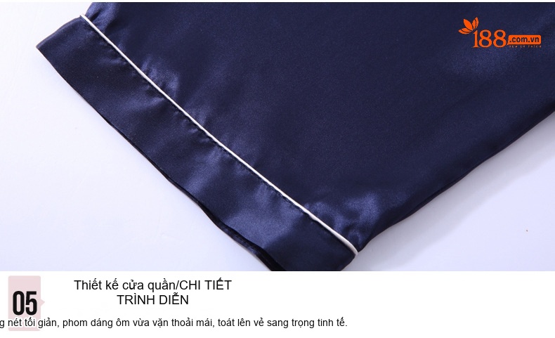 Bộ Pijama Lụa Tơ Tằm 100% Tay Ngắn Nam Màu Xanh Navy, Đỏ, Xám chi tiết 28