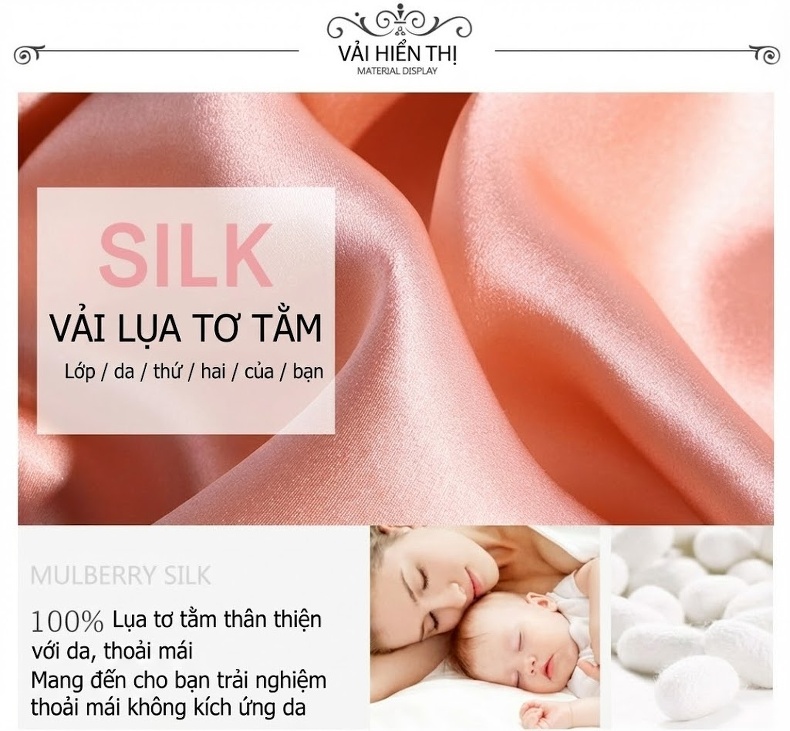 Bộ Đồ Ngủ Lụa Tơ Tằm Nữ Tay Dài Cổ Ren Cao Cấp Màu Hồng, Đỏ chi tiết 2