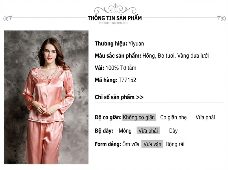 Bộ Đồ Ngủ Lụa Tơ Tằm Nữ Tay Dài Cổ Ren Cao Cấp Màu Hồng, Đỏ chi tiết 3