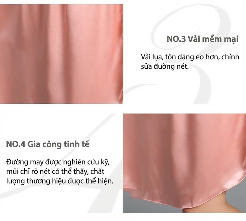 Váy Ngủ Lụa Tơ Tằm 100% Dáng Dây Rút Quyến Rũ Màu Đỏ, Hồng chi tiết 12