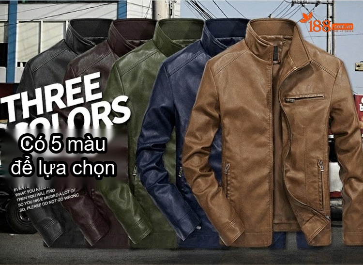 Áo Khoác Da Nam Mỏng Dáng Motor Phong Cách Trẻ Trung Màu Nâu, Xanh Navy, Nâu Đậm, Xanh Rêu... chi tiết 2