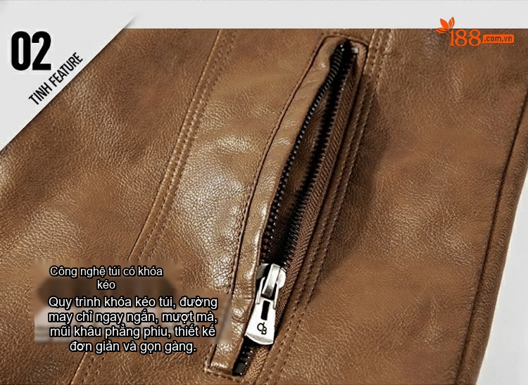 Áo Khoác Da Nam Mỏng Dáng Motor Phong Cách Trẻ Trung Màu Nâu, Xanh Navy, Nâu Đậm, Xanh Rêu... chi tiết 5