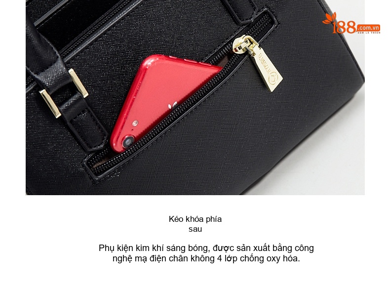 Túi Xách Tay Nữ Thời Trang Da Bóng, Túi Đeo Vai Nữ Màu Đen chi tiết 8