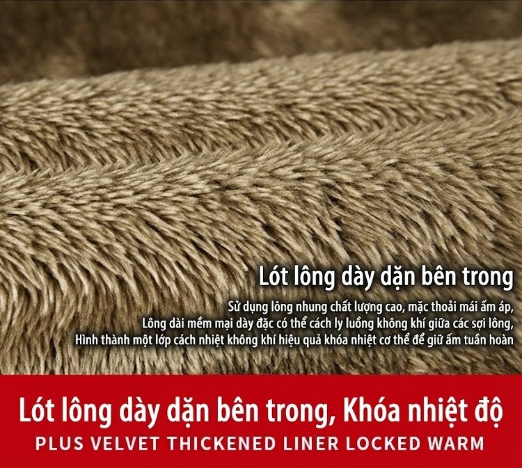 Áo Khoác Dáng Dài Nam Lót Lông Cừu Mũ Trùm Đầu Size Lớn Màu Đen, Nâu, Xanh Rêu, Kem... chi tiết 3