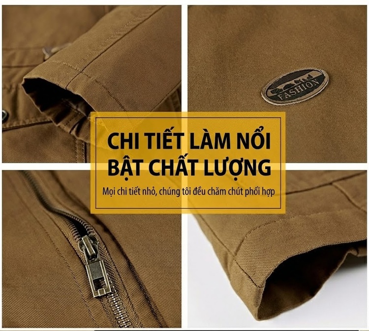 Áo Khoác Dáng Dài Nam Lót Lông Cừu Mũ Trùm Đầu Size Lớn Màu Đen, Nâu, Xanh Rêu, Kem... chi tiết 6