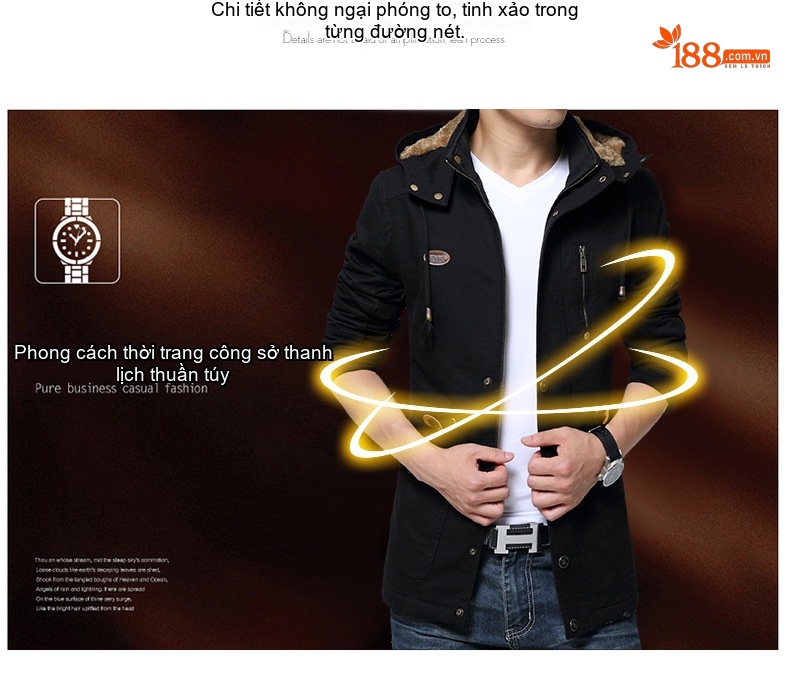 Áo Khoác Dáng Rộng Có Mũ Trùm Đầu Phong Cách Âu Mỹ Màu Đen, Nâu, Xanh, Be chi tiết 4