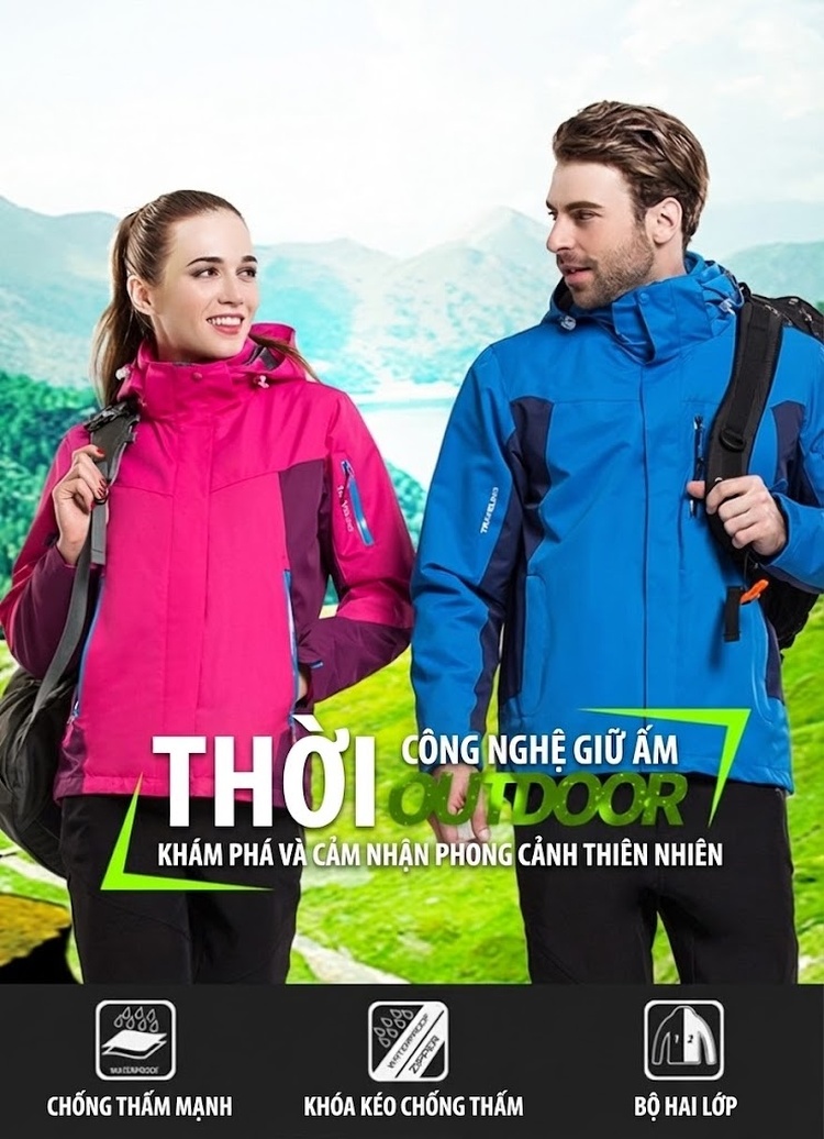 Áo Khoác Gió 3in1 Nam Nữ 2 Lớp Lót Lông Cừu Non Đi Phượt Leo Núi Màu Xanh Dương, Xám, Đỏ, Hồng... chi tiết 1