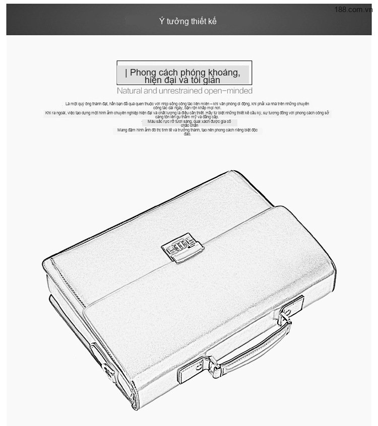 Cặp Công Sở Nam Da Bóng Khóa Số Chống Trộm Đựng Laptop, Túi Xách Tay, Túi Đeo Chéo Màu Đen, Nâu chi tiết 9