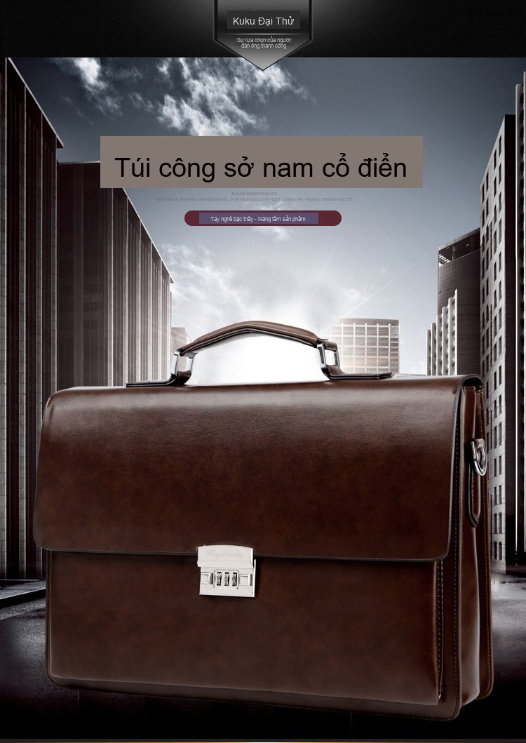 Cặp Công Sở Nam Da Bóng Khóa Số Chống Trộm Đựng Laptop, Túi Xách Tay, Túi Đeo Chéo Màu Đen, Nâu chi tiết 12
