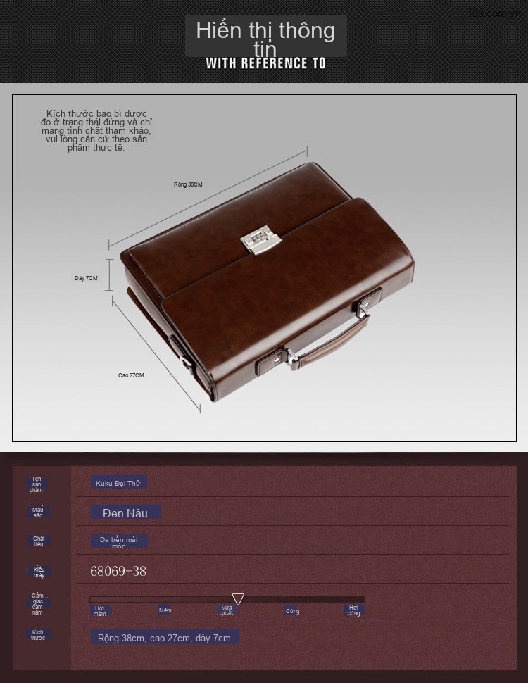 Cặp Công Sở Nam Da Bóng Khóa Số Chống Trộm Đựng Laptop, Túi Xách Tay, Túi Đeo Chéo Màu Đen, Nâu chi tiết 10
