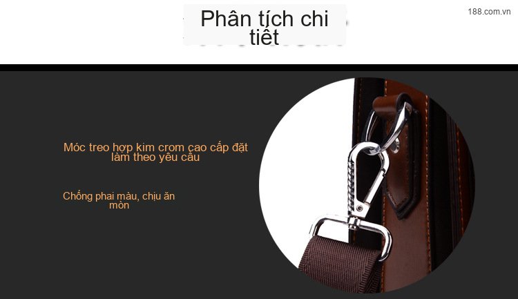 Túi Xách Tay Nam Công Sở Da Bóng Khóa Số Chống Trộm Đeo Vai Màu Nâu chi tiết 20