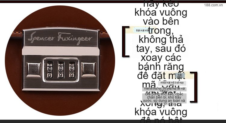 Túi Xách Tay Nam Công Sở Da Bóng Khóa Số Chống Trộm Đeo Vai Màu Nâu chi tiết 26