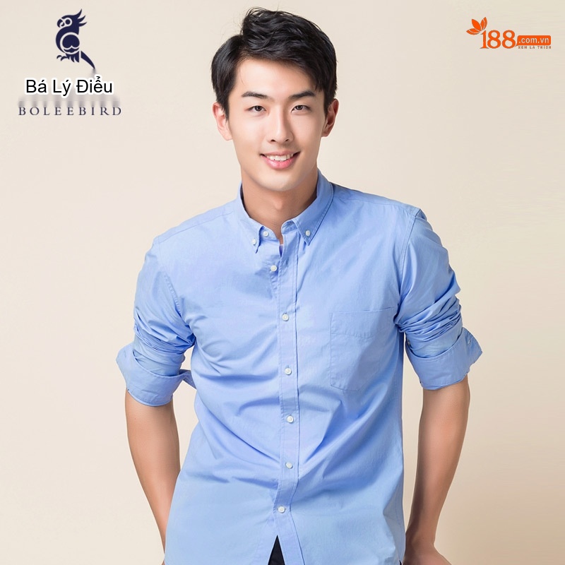 Áo Sơ Mi Tay Dài Nam Cotton Oxford Hàn Quốc Màu Trắng, Xanh Than, Kẻ Sọc Xanh Than, Hồng...