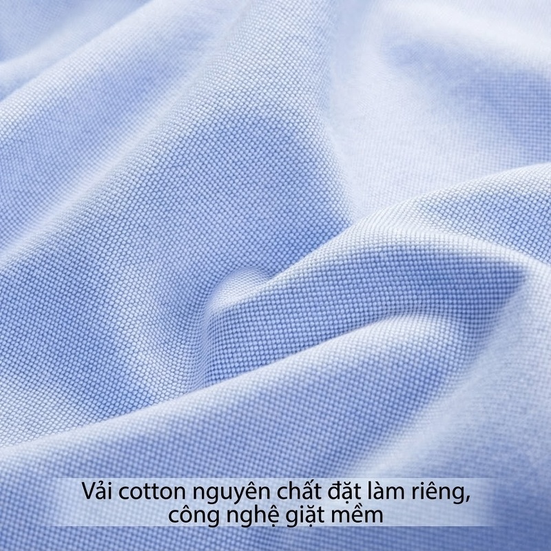 Áo Sơ Mi Tay Dài Nam Cotton Oxford Hàn Quốc Màu Trắng, Xanh Than, Kẻ Sọc Xanh Than, Hồng...