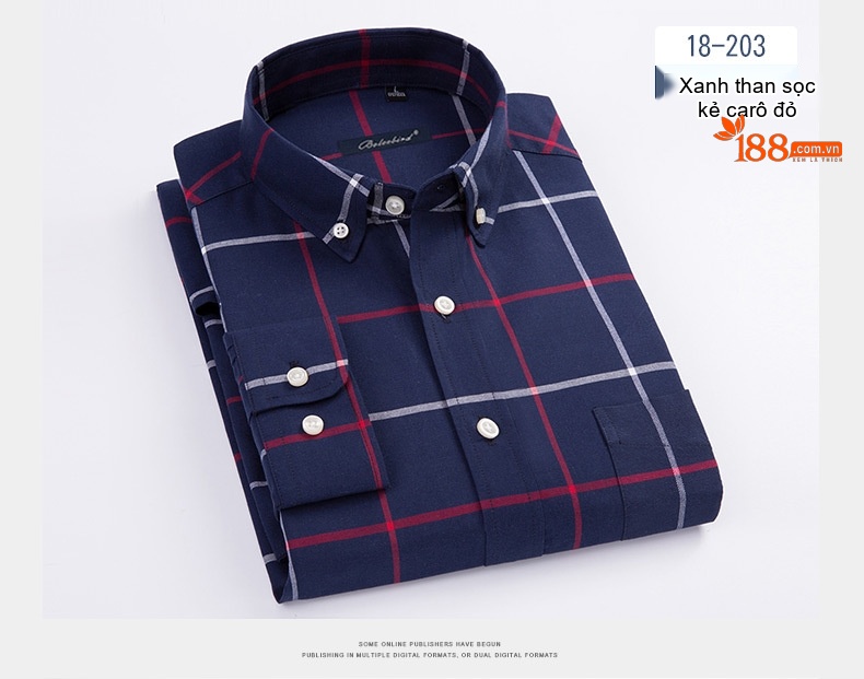 Áo Sơ Mi Tay Dài Nam Cotton Oxford Hàn Quốc Màu Trắng, Xanh Than, Kẻ Sọc Xanh Than, Hồng... chi tiết 5