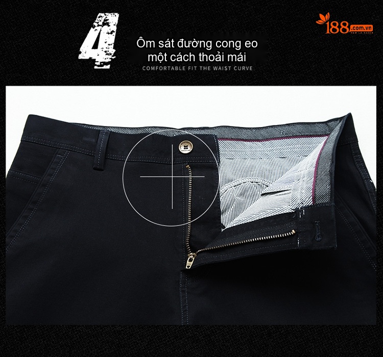 Quần Dài Nam Cotton Dáng Suông Ống Đứng Lưng Cao Màu Đen, Xanh Rêu chi tiết 8