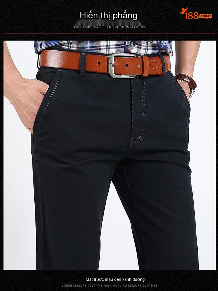 Quần Dài Nam Cotton Dáng Suông Ống Đứng Lưng Cao Màu Đen, Xanh Rêu chi tiết 9