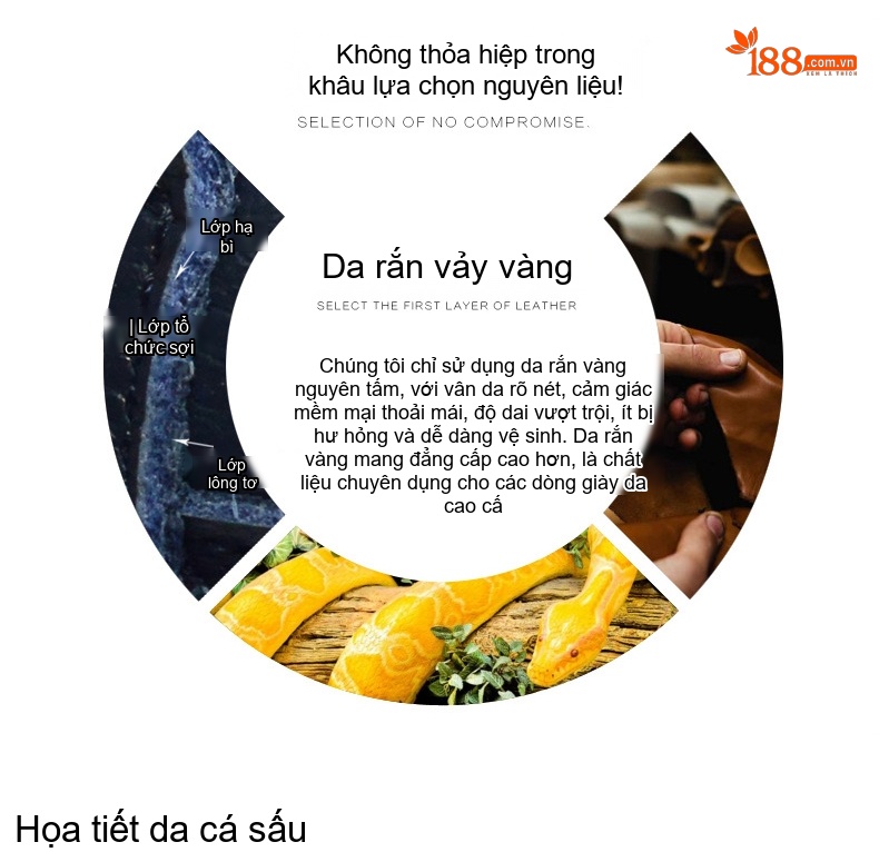 Giày Tây Buộc Dây Nam Da Rắn Chiều Cao Đế Khoảng 3cm Màu Vàng chi tiết 11