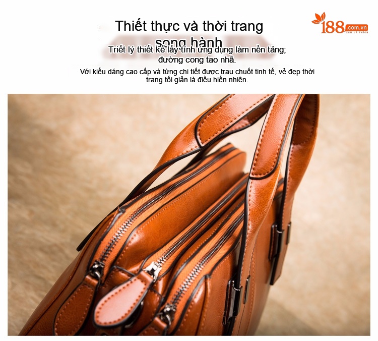 Túi Xách Nữ Công Sở Da Bò Lớn Đeo Vai Đeo Chéo Màu Đỏ chi tiết 39