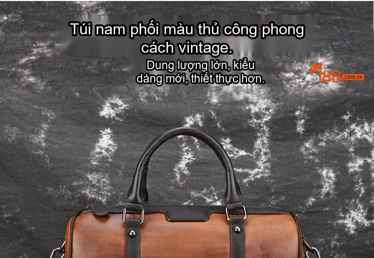 Túi Xách Nam Da Thật Lớn Phong Cách Âu Mỹ Cổ Điển, Túi Đeo Vai, Túi Du Lịch Xách Tay Da Bò chi tiết 1