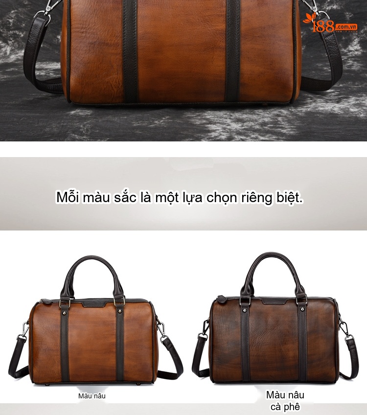 Túi Xách Nam Da Thật Lớn Phong Cách Âu Mỹ Cổ Điển, Túi Đeo Vai, Túi Du Lịch Xách Tay Da Bò chi tiết 2
