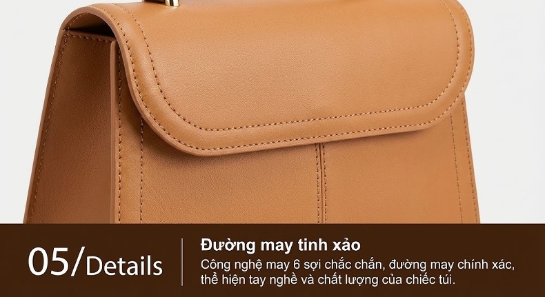 Túi Xách Nữ Kelly Da Thật May Chỉ Thủ Công Thanh Lịch Màu Đỏ, Đen, Nâu chi tiết 44