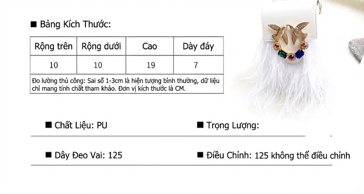 Túi Xách Tay/Đeo Vai Dự Tiệc Đính Lông Vũ Thời Trang Màu Xanh, Trắng, Vàng, Hồng... chi tiết 16