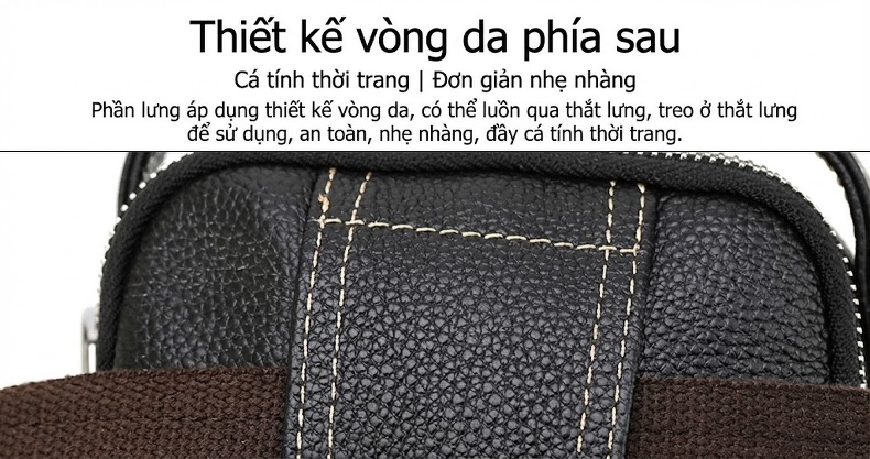 Túi Đeo Vai Nam Da Bò Thời Trang Cao Cấp, Túi Đeo Chéo Nam Màu Đen chi tiết 11