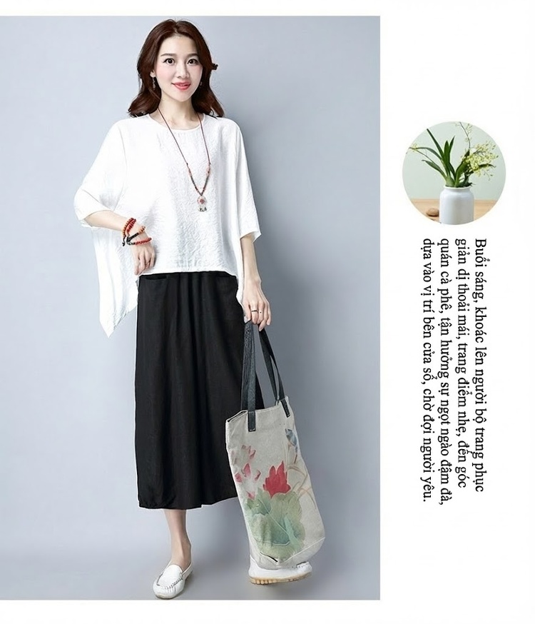 Váy Suông Nữ Tencel Tay Ngắn dáng chữ A Thanh Lịch Màu Be, Đen chi tiết 39