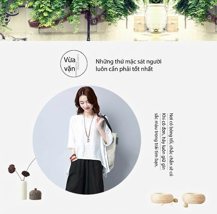 Set Bộ Quần Áo Nữ Cotton Lanh Tay Lỡ Quần Ống Rộng Màu Đen, Trắng, Đỏ, Xanh... chi tiết 1