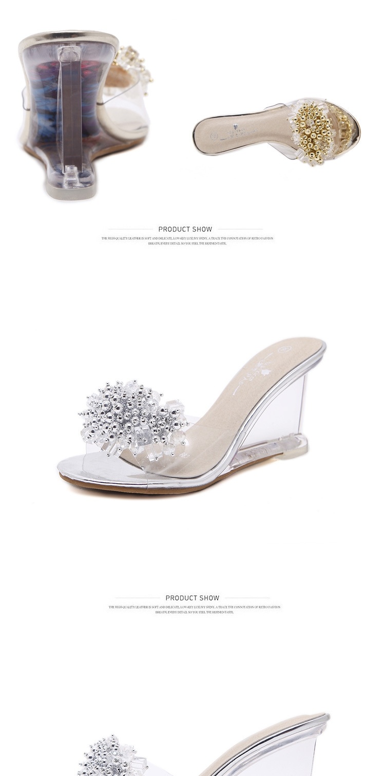 Giày Sandal Cao Gót Nữ Quai Trong Suốt Đính Đá Gót Cao 8cm Màu Vàng, Bạc, Đen chi tiết 16