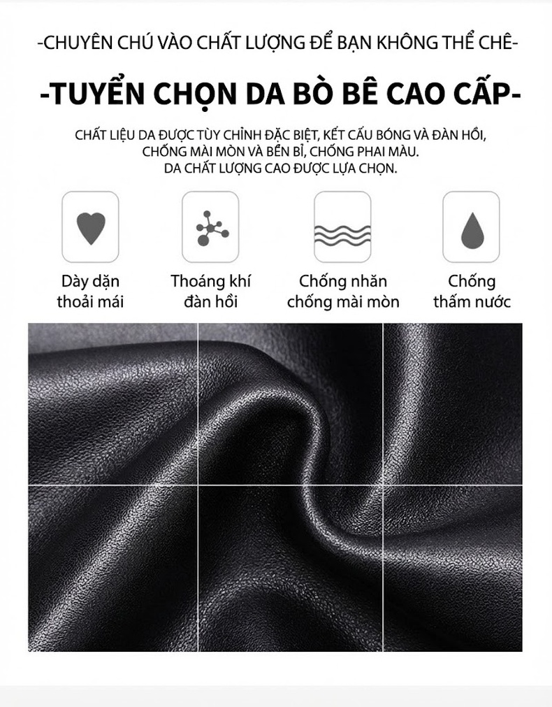 Cặp Công Sở Nam Da Bò Đeo Chéo Đựng Laptop 14 Inch Màu Đen chi tiết 11